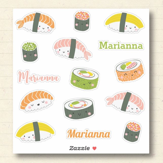Sticker Cute Kawaii Sushi Custom-Cut Vinyl (Créateur téléchargé)