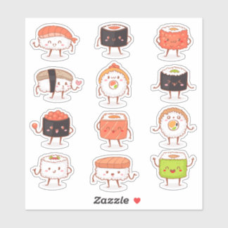 Sticker Cute Kawaii Sushi Sashimi nourriture japonaise Sti