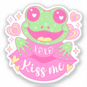 Sticker Cute Kiss Me Frog - Xoxo