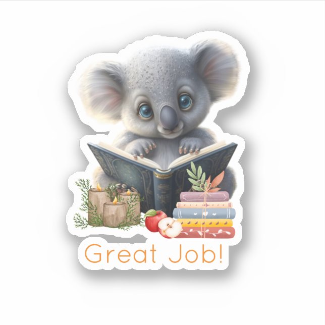 Sticker Cute Koala Oear Grand Professeur De Travail Person (Devant)