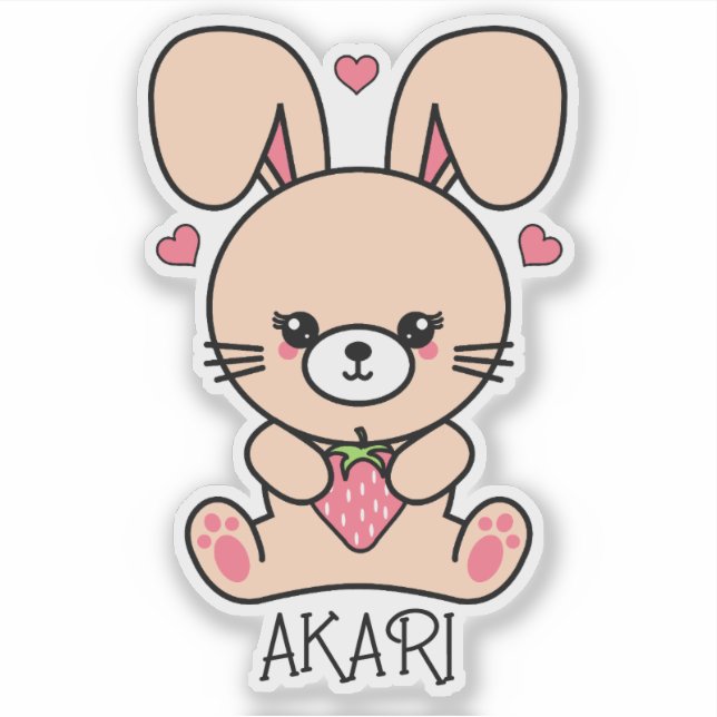 Sticker Cute lapin lapin de fraise Kawaii (Devant)
