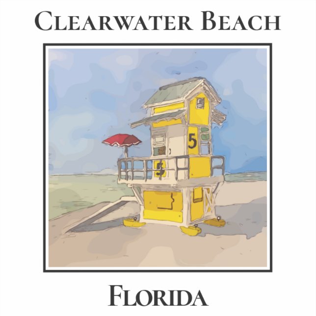 Sticker Cute Lifeguard Tower, Clearwater Beach Florida (Recto)