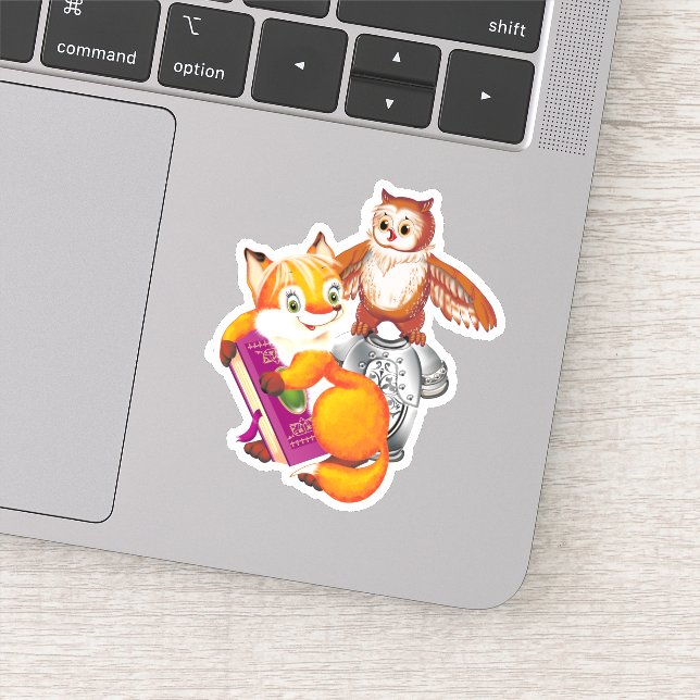 Sticker Cute Little Fox et Owl (Détail)