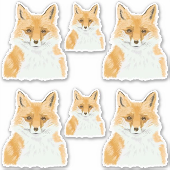 Sticker Cute Little Red Fox - transparent 6x découpe perso (Devant)