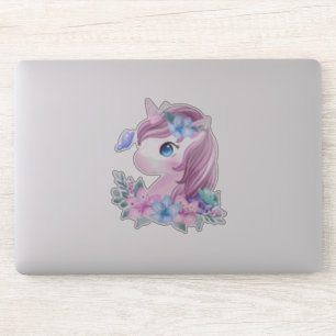 Sticker Cute & Magique Baby Unicorne avec gros yeux
