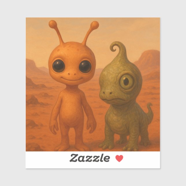 Sticker Cute martian and pet (Feuille)