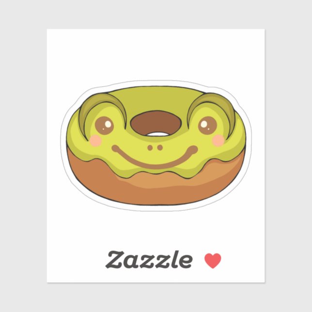 Sticker Cute Matcha Grenouille Donut (Feuille)