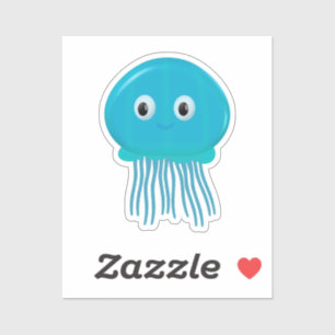 Sticker Cute méduse Cartoon Dans L'Océan Bleu