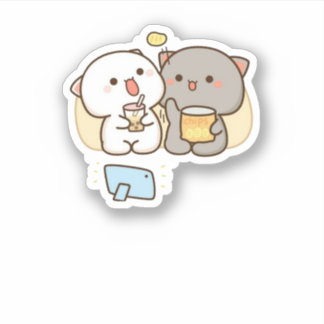 Sticker Cute Mochi Peach Cat