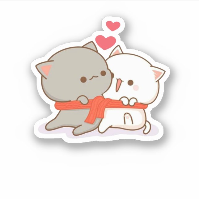 Sticker Cute Mochi Peach Cat (Devant)