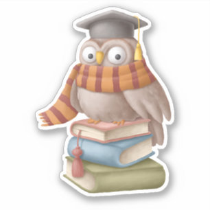 Sticker Cute Owl School Book Lecture amusante