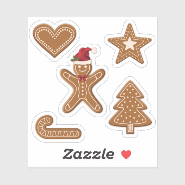 Sticker Cute pain d'épices Noël Formes de biscuits (Feuille)