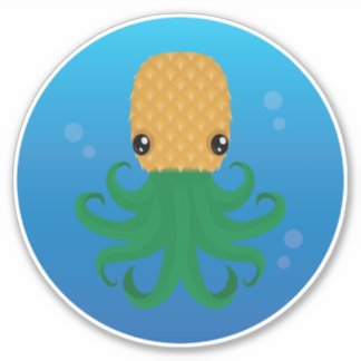 Sticker Cute Pineapus (Pieuvre d'ananas) dans l'eau