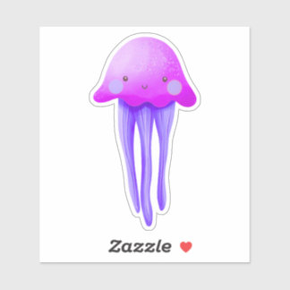 Sticker Cute Pink and Purple Jellyfish