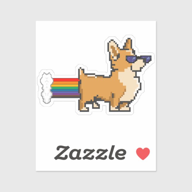 Sticker Cute Pixel Corgi (Feuille)