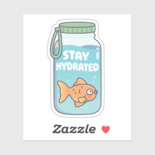 Sticker Cute Poisson D'Or Dans Une Bouteille D'Eau Restez 