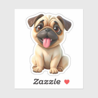 Sticker Cute Pug Dog