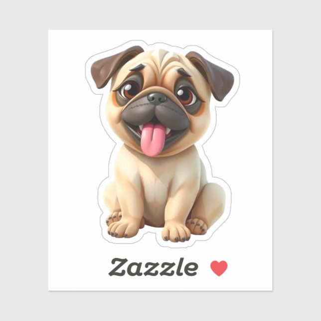 Sticker Cute Pug Dog (Feuille)