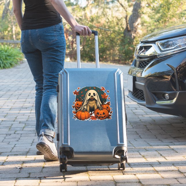 Sticker Cute Pug Dog With Pumpkins Fall Halloween Classic  (Valise Insitu)