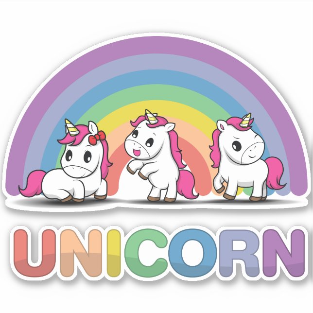 Sticker Cute Rainbow Unicornes (Devant)
