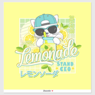 Sticker Cute Retro Lemonade Stand CEO Anime Cat