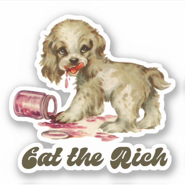 Sticker Cute Retro Puppy - Mange Rich (Devant)