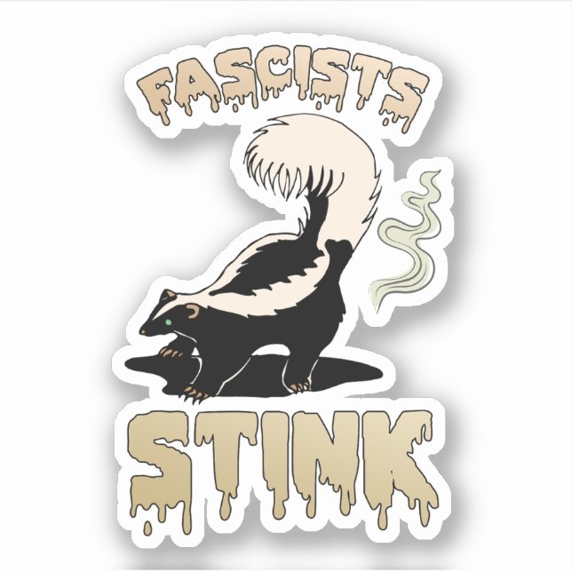 Sticker Cute Retro Skunk - Fascistes Stink (Devant)