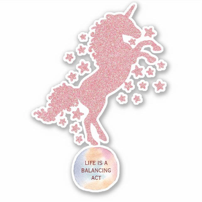 Sticker Cute rose Parties scintillant Glam Unicorn (Devant)