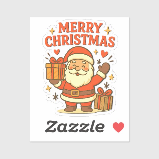 Sticker  Cute Santa Claus Christmas Art –  Merry Christmas (Feuille)