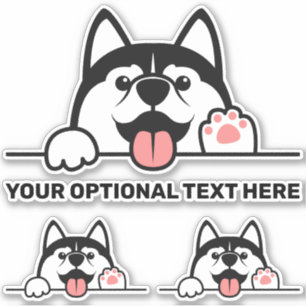 Sticker Cute Siberian Husky texte personnalisé