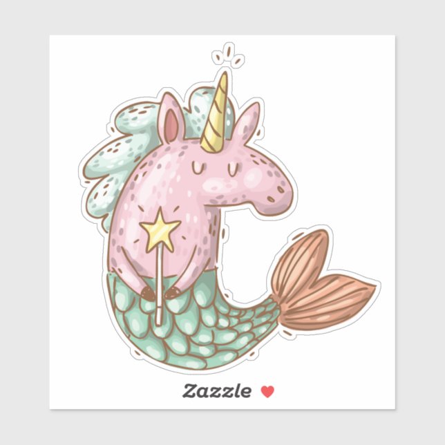 Sticker Cute Sirène Unicorn Imaginaire animal (Feuille)