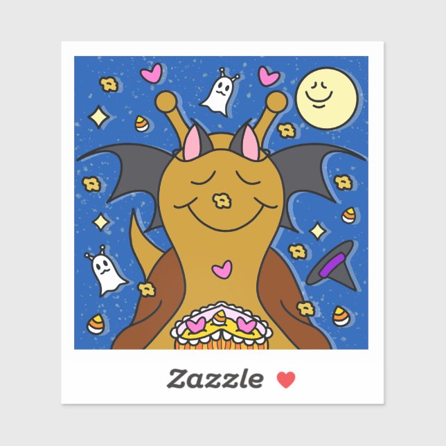 Sticker Cute Snail Happy Halloween Bat Vinyl (Feuille)