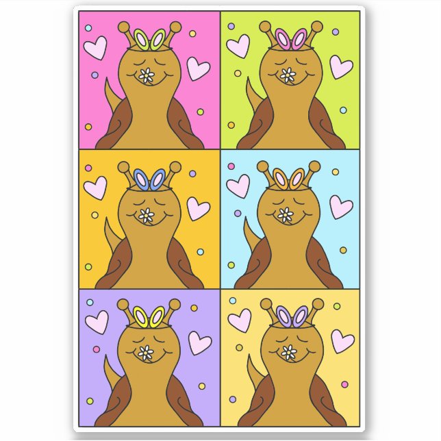 Sticker Cute Snail Pop Art Bunny Oreilles Pâques | Vinyle (Devant)
