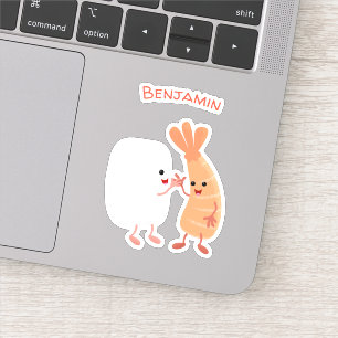 Sticker Cute sushi riz crevettes amis dessin animé