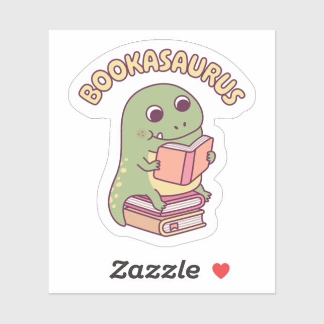 Sticker Cute T-rex Dinosaur Lire Un Livre Boisaurus Fun (Feuille)
