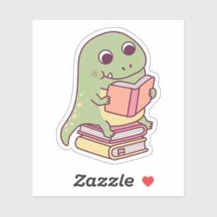 Sticker Cute T-rex Dinosaure Lire Un Livre