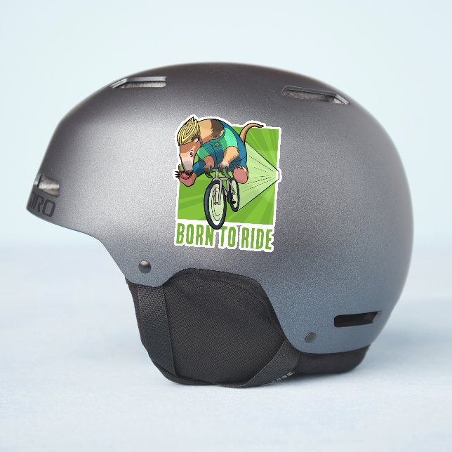 Sticker Cute Tree Anteater Born To Ride Cycling Cartoon (Côté casque)