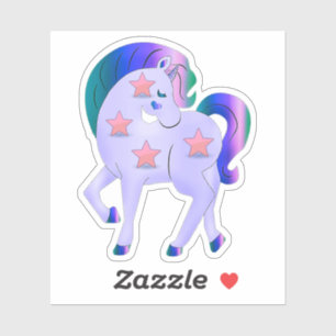 Sticker Cute Unicorn avec étoiles