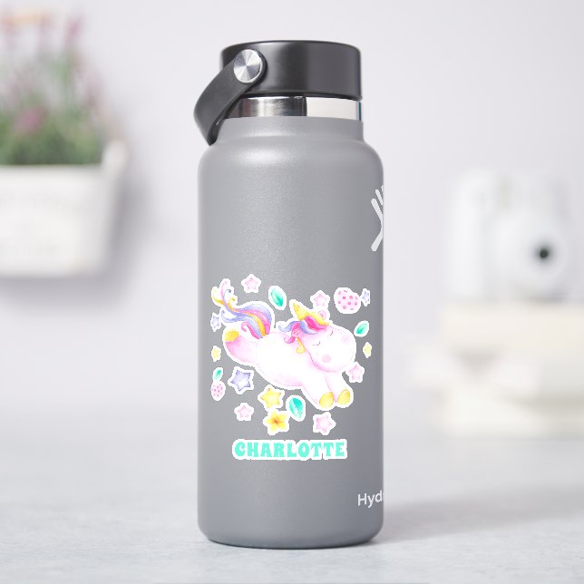 Sticker Cute Unicorn - Personnalisé Lavender Kids Classic (HydroFlask)