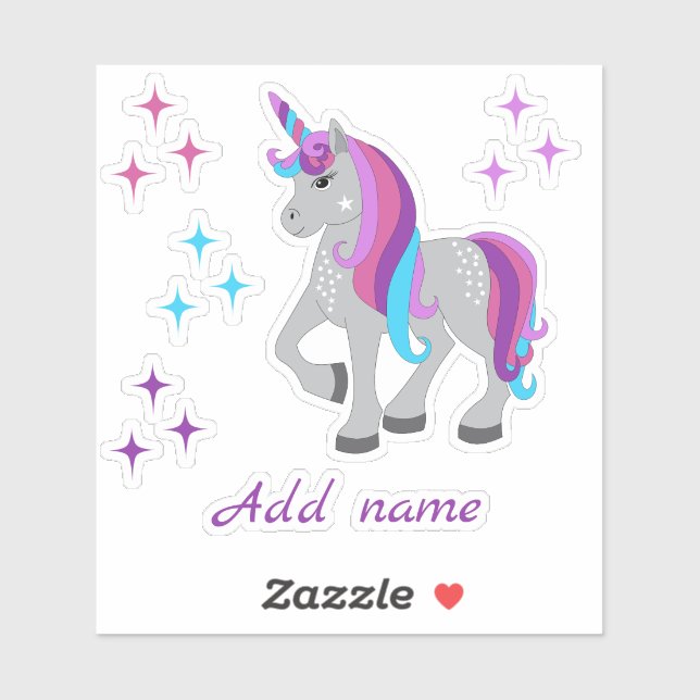 Sticker Cute Unicorn & Stars (Feuille)