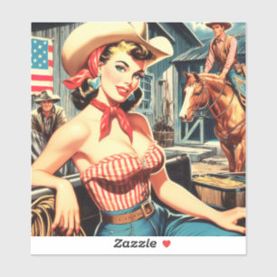 Sticker Cute Vintage Country Girl Pin up