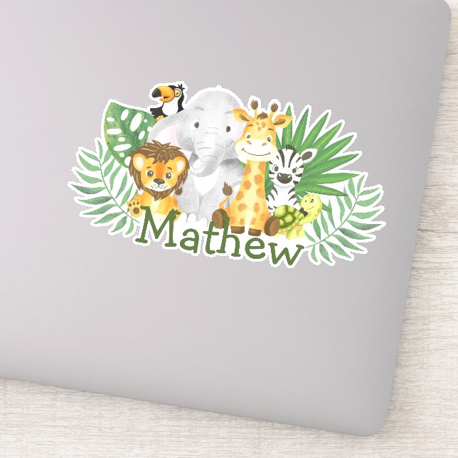 Sticker Cute Wild One Safari Jungle Bois Animaux (Détail)