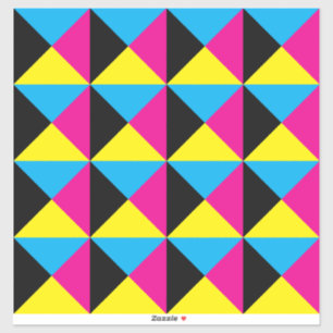 Sticker cyan magenta jaune triangle noir jeu