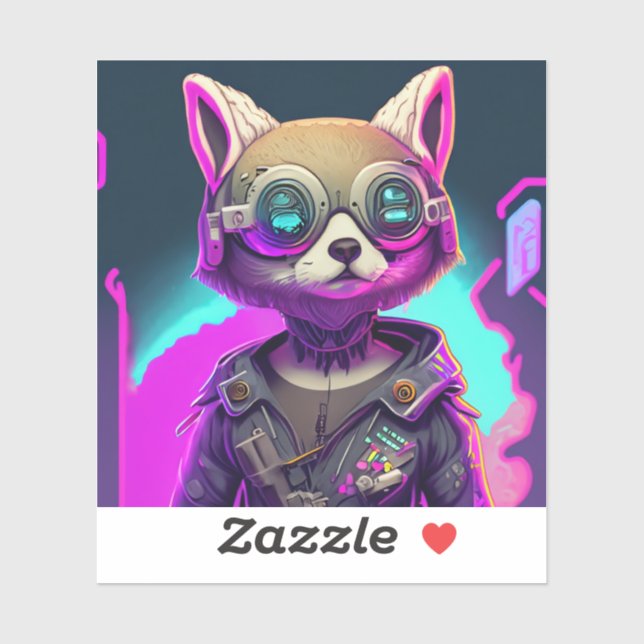 Sticker Cyberpunk Fox (Feuille)