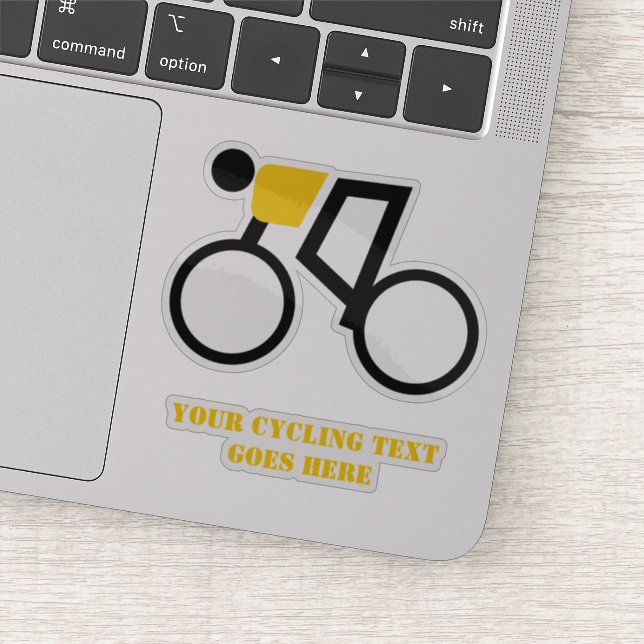 Sticker Cycliste à vélo noir et jaune (Détail)