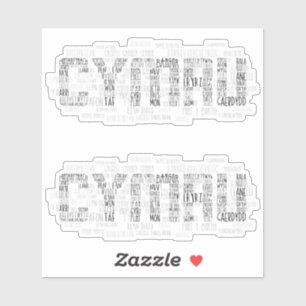 Sticker Cymru Pays de Galles Noms et monuments Art Word