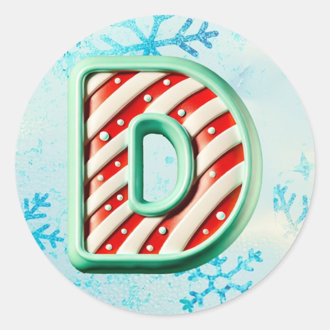 Sticker "D" de Noël sucre de canne, Stripes festiv (Devant)