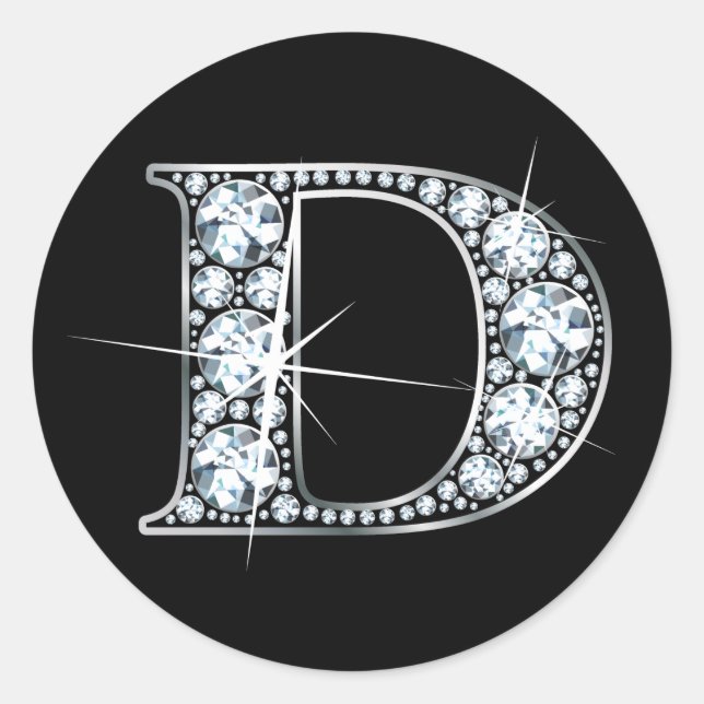 Sticker "D" Faux-"Diamond Bling" (Devant)