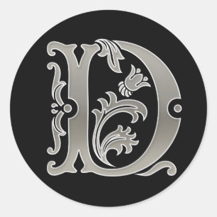 Sticker D rond initial en argent
