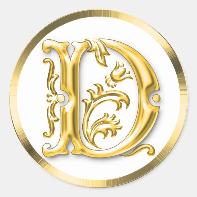Sticker D rond initial en or (Devant)